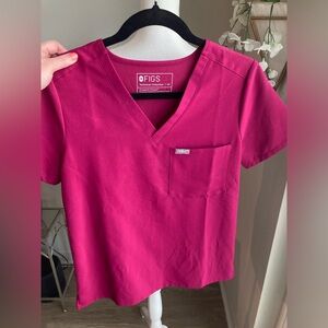 Figs Womens Dark Magenta Catarina - One-Pocket Scrub Top XS